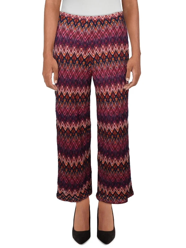 Womens High Rise Printed Wide Leg Pants Casual Attire For Women