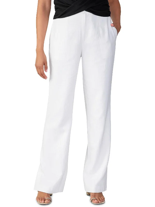 Noho Womens Linen High Rise Trouser Pants Women's Clothing For Holiday Travel