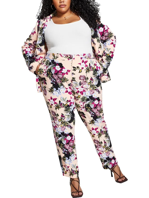 Plus    Womens High Rise Floral Skinny Pants Women's Plus-Size Outfit