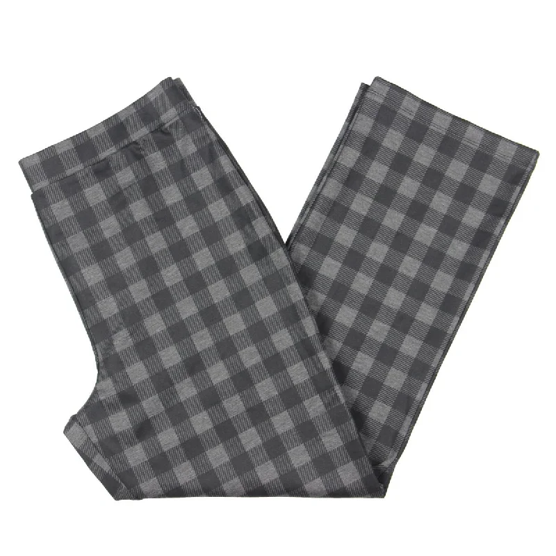 Womens Checkered Mid Rise Straight Leg Pants Women's Outfit For The Office