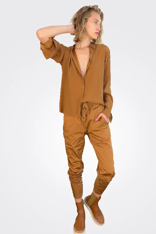 Casual Tapered Pants - Camel Fashionable Casual Tops