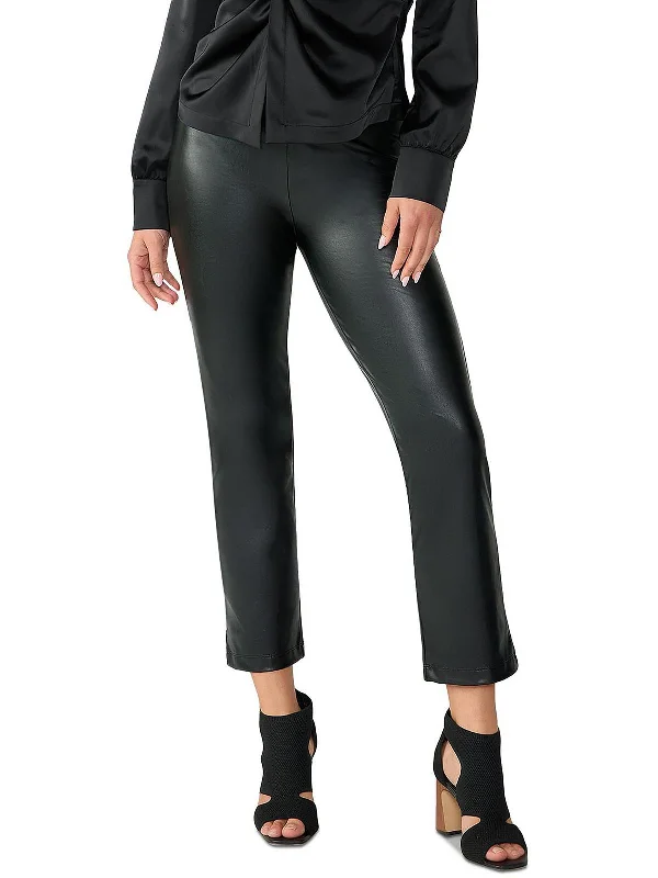 Carnaby Kick Womens Faux Leather Skinny Cropped Pants Women's Clothing For Travel