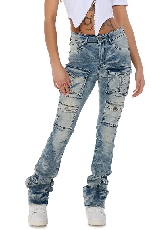 ITS A VIBE STACKED CARGO JEANS Women's Online Clothing Boutique