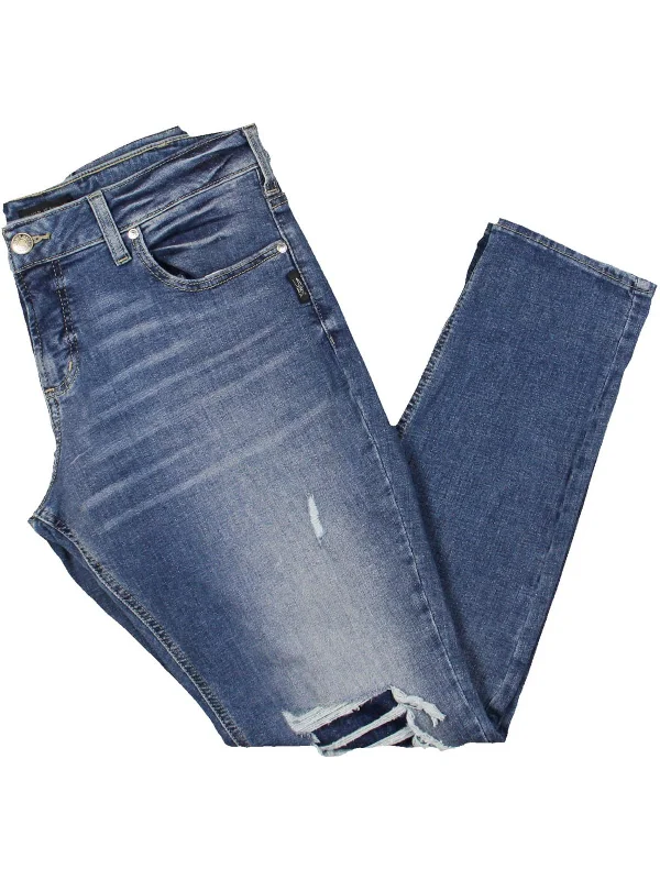 Plus Womens Mid-Rise Distressed Skinny Jeans Flash Sales Today