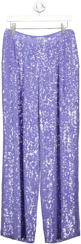 Lapointe Purple Sequin Pleated Trousers UK 10 Women's Evening Wear for Special Occasions