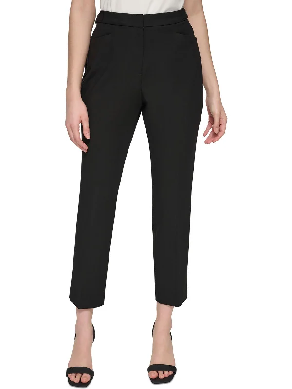 Womens Mid-Rise Solid Ankle Pants Women's Classic Outfit