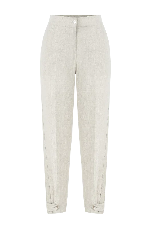 Labeca Beige Isla Barley Linen Tapered Pants UK S Women's Versatile Apparel