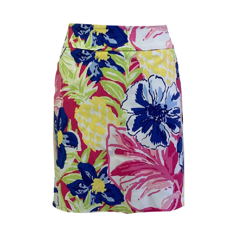 UP! 18-Inch Maui Techno Vented Skort - Multi-Colored Floral Maui Print Comfortable Lounge Clothing