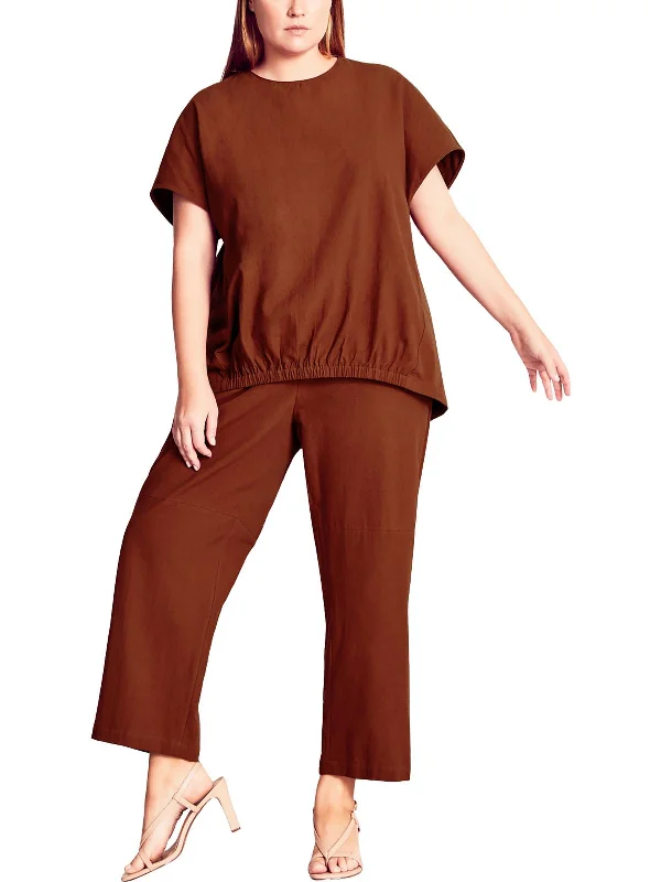 Plus Womens Linen Blend Linen Wide Leg Pants Women's Clothing Sale