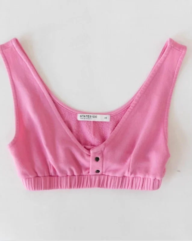 Softest Fleece Bralette In Cotton Candy Rocker Chic Fashion