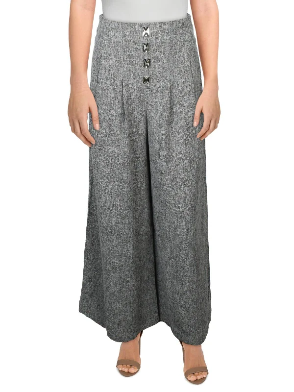 Womens Embellished High Rise Wide Leg Pants Classic Women's Apparel