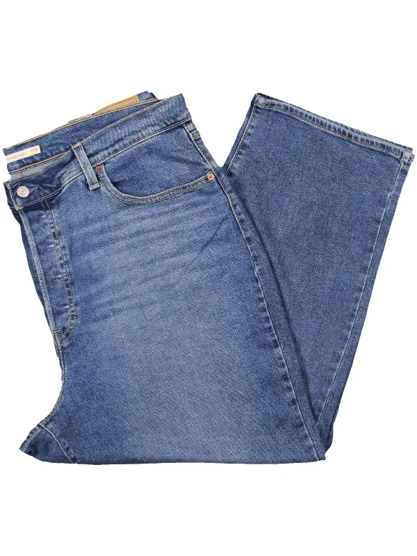 Plus Womens Knit Denim Straight Leg Jeans Sale On Sale