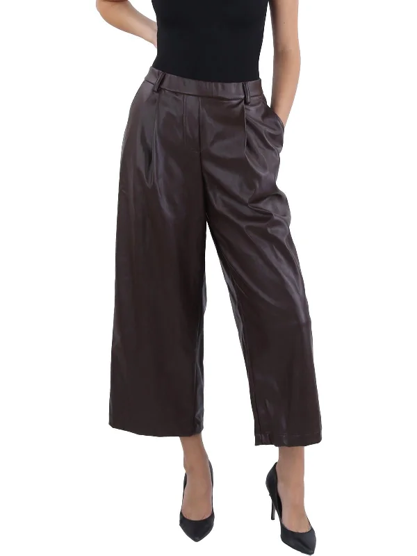 Womens Faux Leather High Rise Wide Leg Pants Women's Date Night Outfit