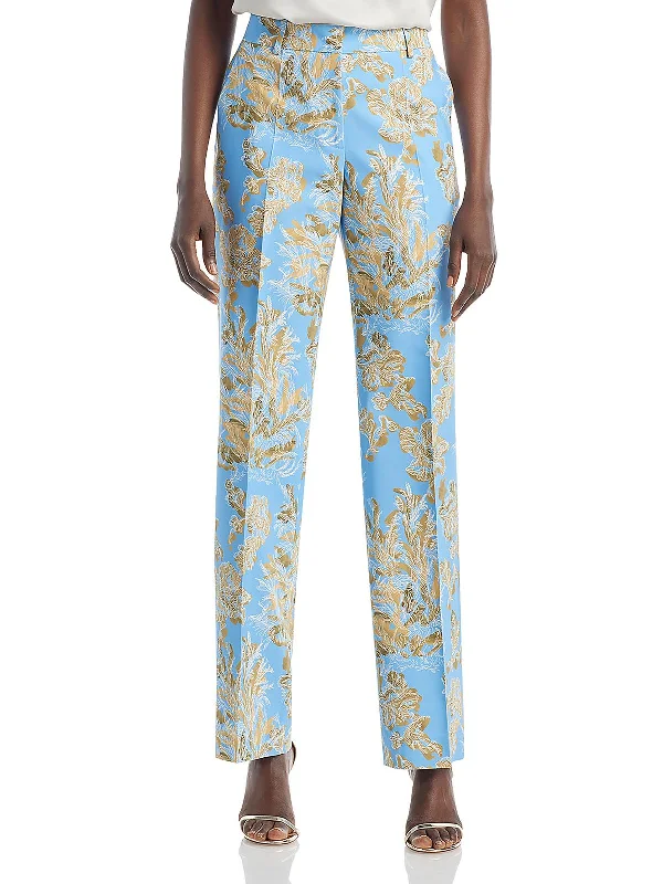 Womens Printed Pleated Trouser Pants Women's Travel Outfit Set